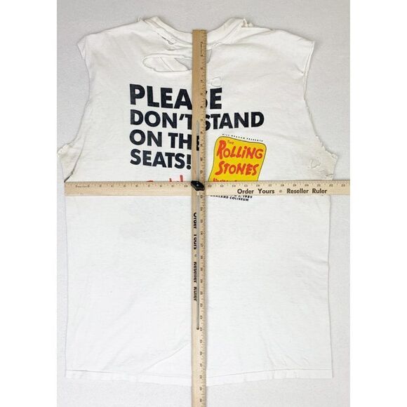 Vintage 1989 Rolling Stones T-Shirt White XL Destroyed Staff Concert Day On The - Picture 8 of 10